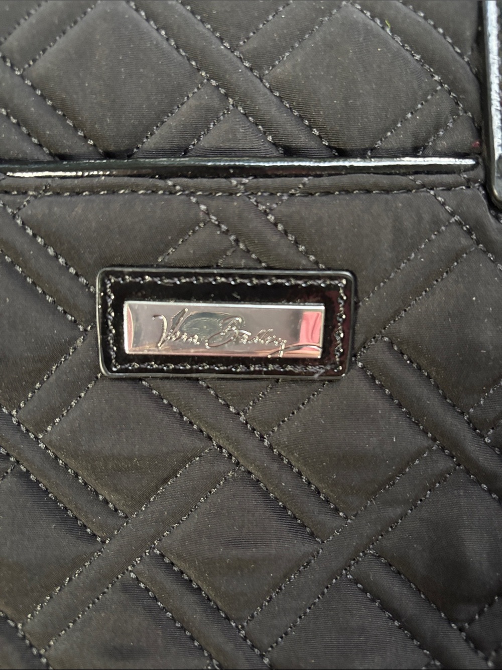 Vera Bradley Black Quilted Satchel with Patent Trim - Picture 2 of 11